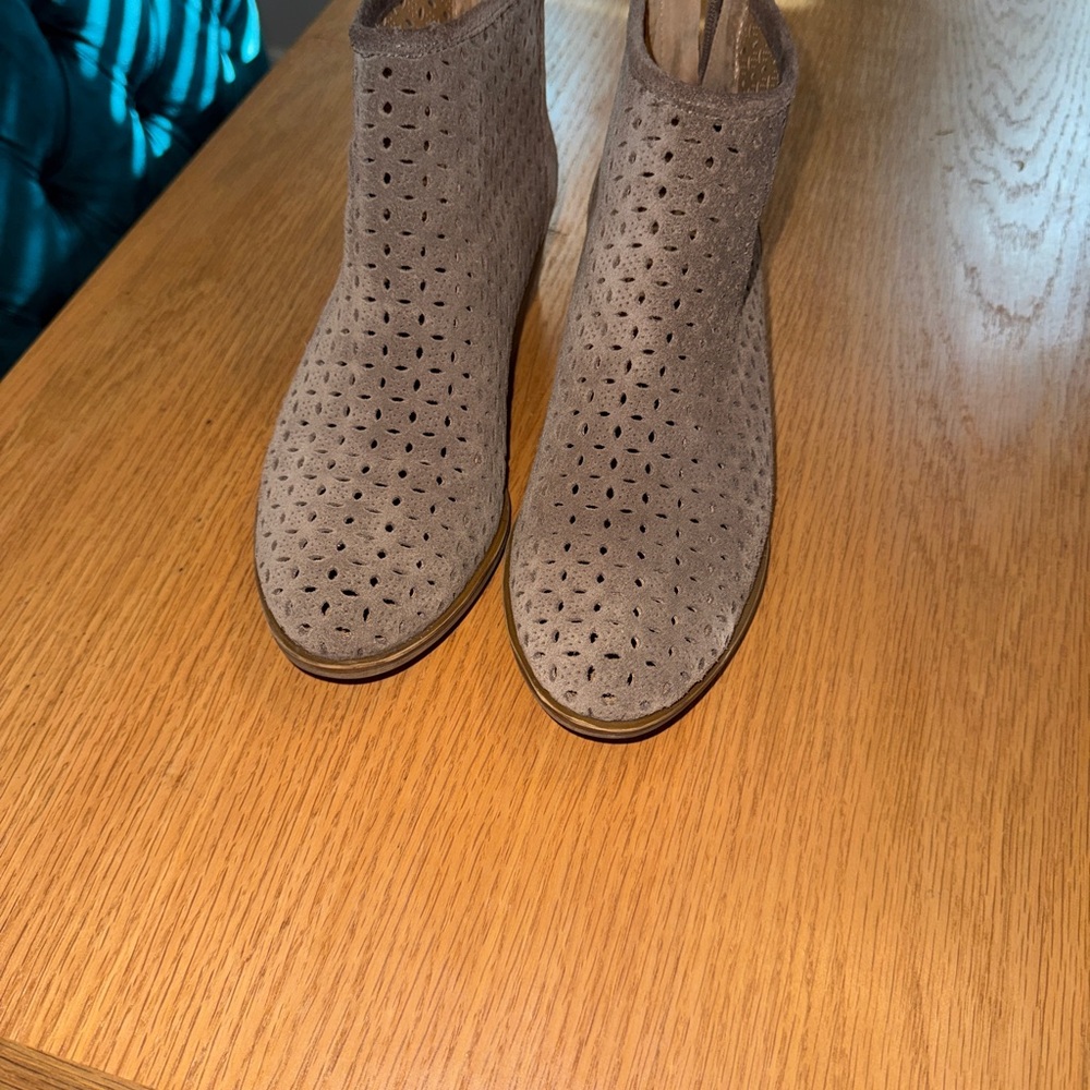 Lucky Brand Taupe Perforated Ankle Booties
